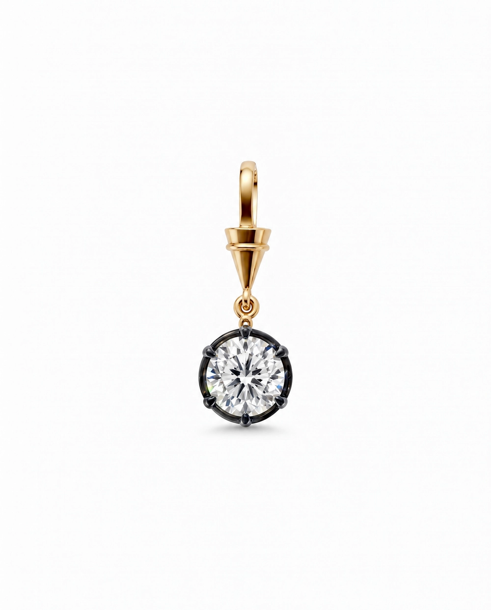 Lab Grown Diamond Round Encased Cone Bail Charm 14K