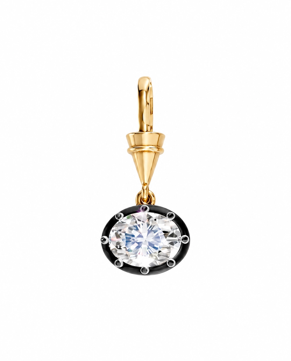 Lab Grown Diamond Oval Encased Cone Bail Charm 14K