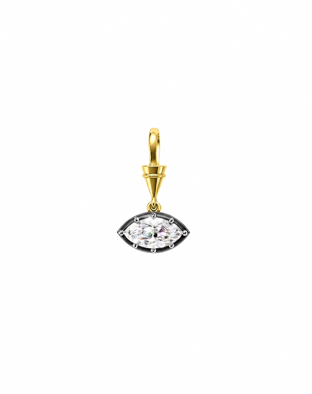 Lab Grown Diamond Marquise Encased Cone Bail Charm 14K